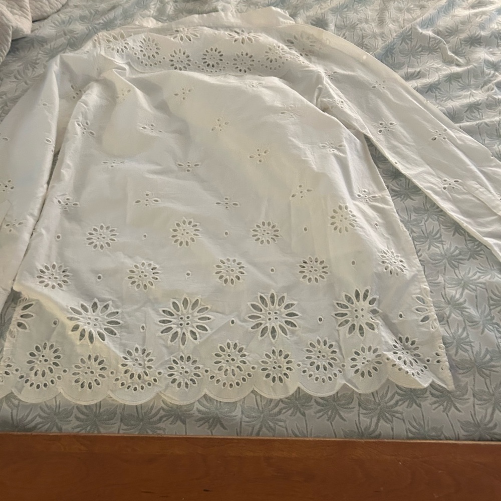 J.crew White Eyelet Lace Long Sleeve Top 00p NWT - Picture 11 of 11